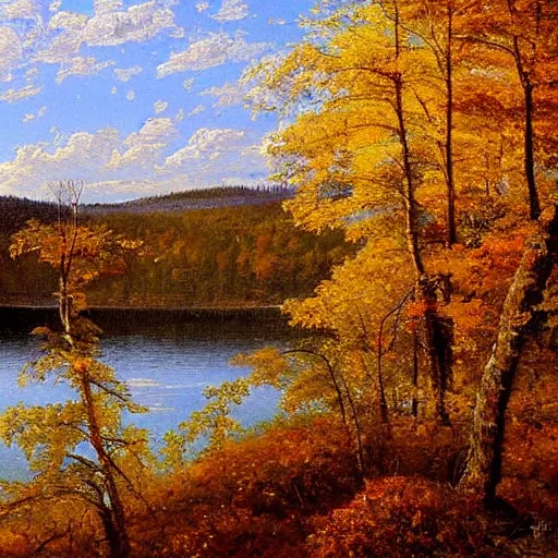 Image similar to Lake Superior in Autumn, landscape, beautiful artwork by ivan shishkin