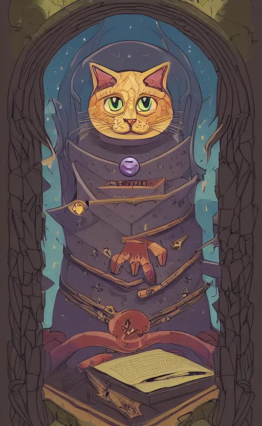 Image similar to powerful wizard cat, dungeons and dragons by simon kennedy, studio muti