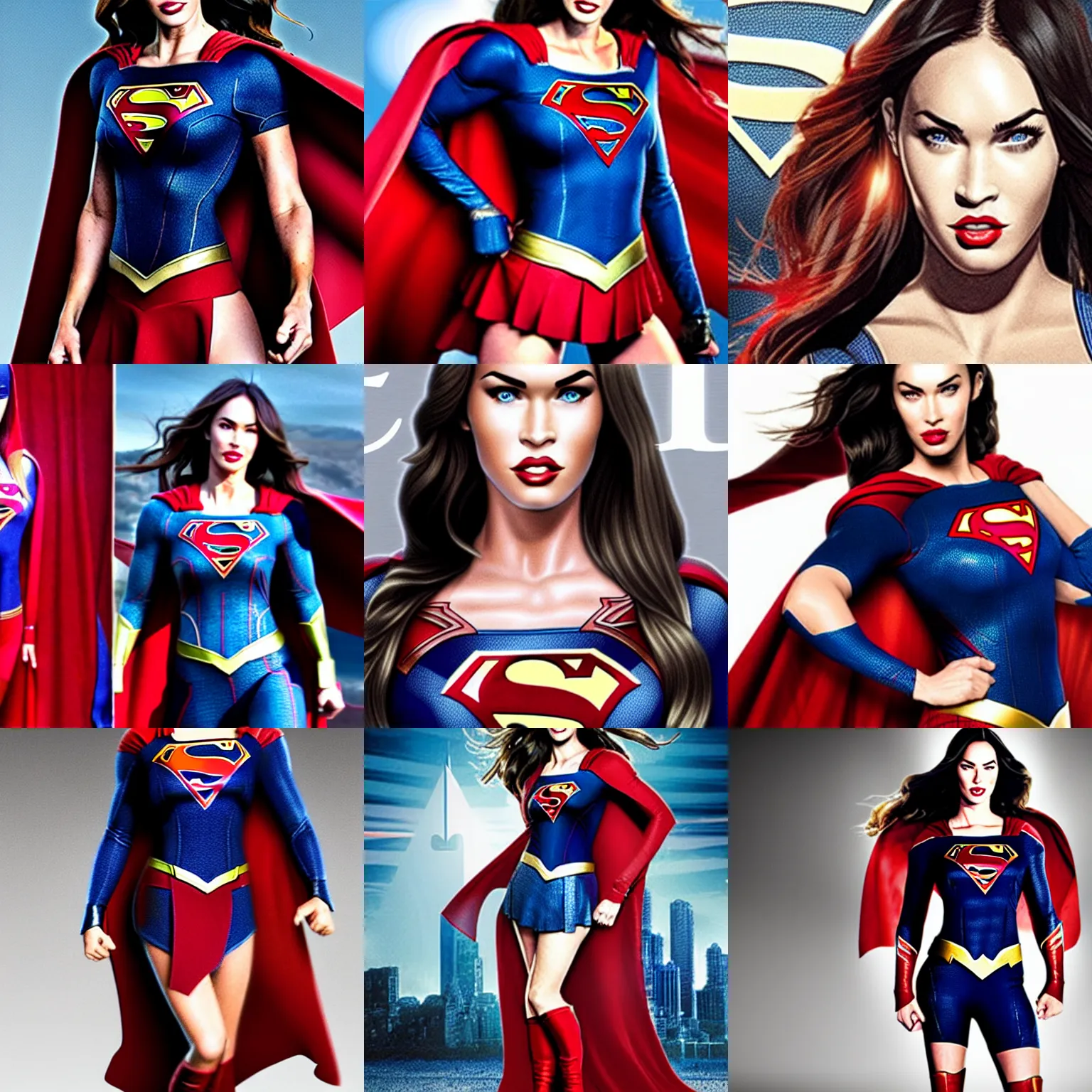 Prompt: Megan Fox as supergirl, DC comics, Superhero