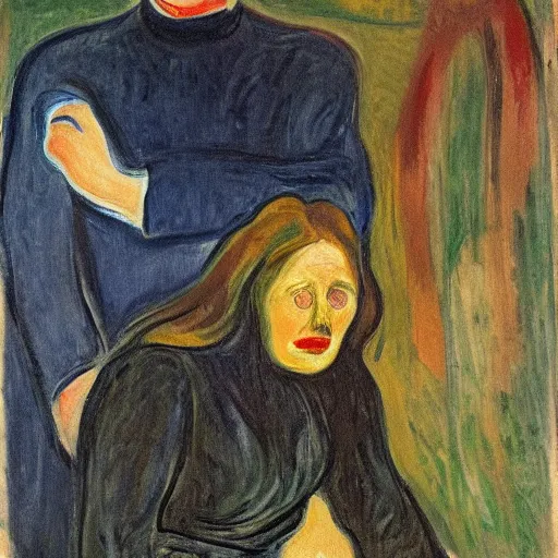 Prompt: a couple in misery and suffering by edvard munch