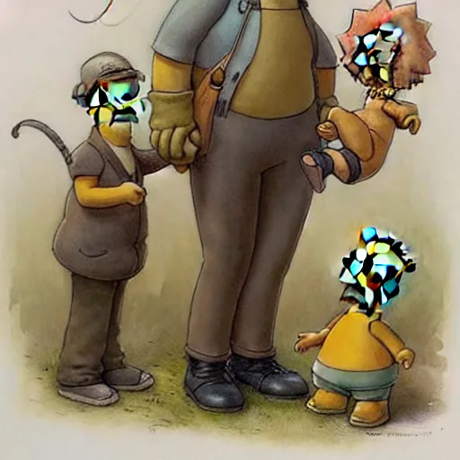 Image similar to (((((The Simpsons family . muted colors.))))) by Jean-Baptiste Monge !!!!!!!!!!!!!!!!!!!!!!!!!!!