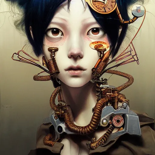 Prompt: portrait soft light painted by james jean and katsuhiro otomo and erik jones, inspired by steampunk anime, smooth face feature, intricate oil painting, high detail illustration, sharp high detail, manga and anime 1 9 9 9