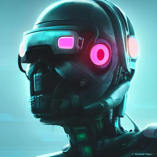 Image similar to cyberpunk concept cool cyborg bot, cinema 4 d, galaxy, ufo, space sci - fi, wearing vr goggles, illustration, portrait, pastel neon textured background night, trending on artstation, greg rutkowski, octane rendered, 1 2 k, detailed,