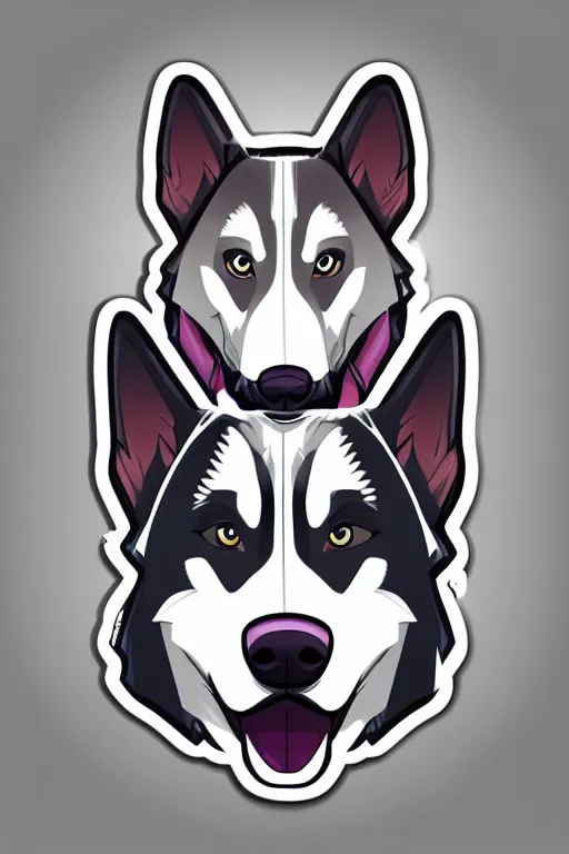 Image similar to A portrait of a gangster husky, sticker, highly detailed, colorful, illustration, smooth and clean vector curves, no jagged lines, vector art, smooth