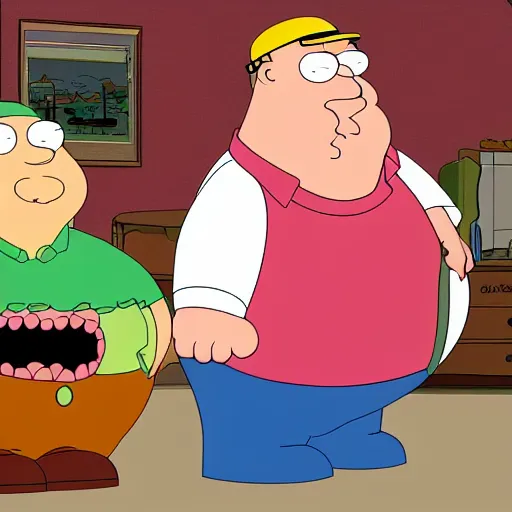 Image similar to family guy episode with fat chuck