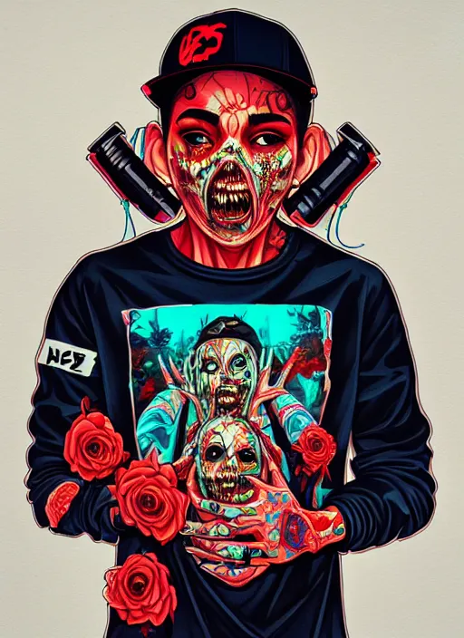 Image similar to zombie full body latina hiphop streetwear drip, tristan eaton, victo ngai, artgerm, rhads, ross draws