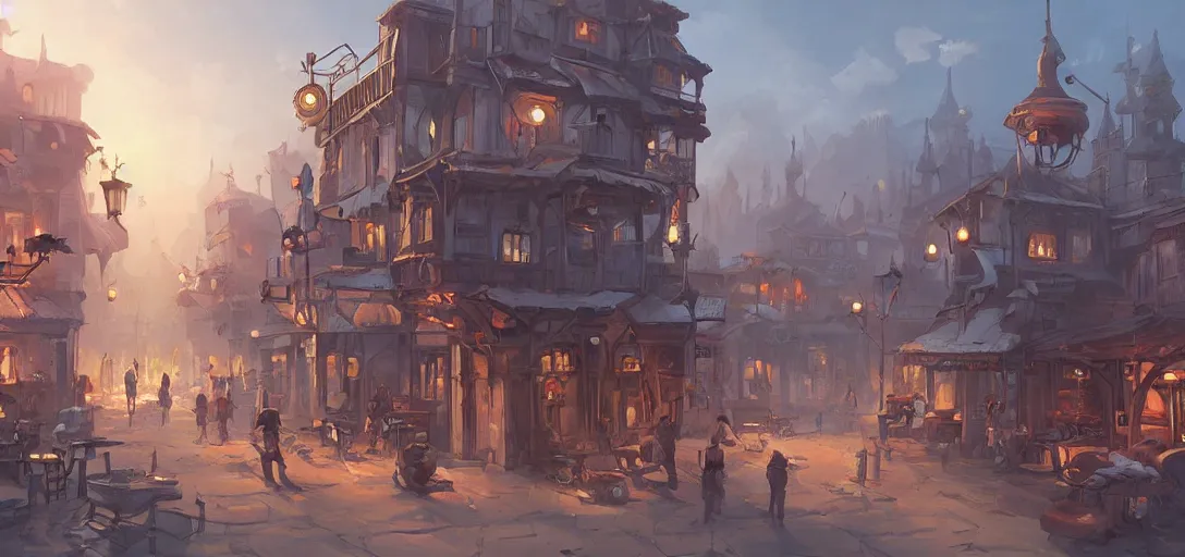 Image similar to concept art by sylvain sarrailh of a steampunk town