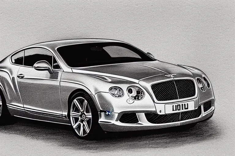 Image similar to Bentley Continental GT, drawing with black helium handle