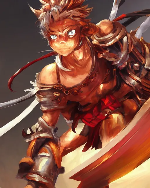 Image similar to portrait of sun wukong!! splash art!!! guilty gear strive! concept art!!! artbook!!! by stanley artgerm lau, wlop, rossdraws, james jean, andrei riabovitchev, marc simonetti, and sakimichan, pixiv, trending on artstation!! c 1 4. 6