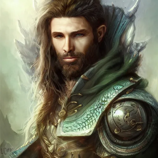 Prompt: a ruthless male druid, 8 k, hyperrealistic, dragon slayer, hyperdetailed, fantasy portrait by laura sava