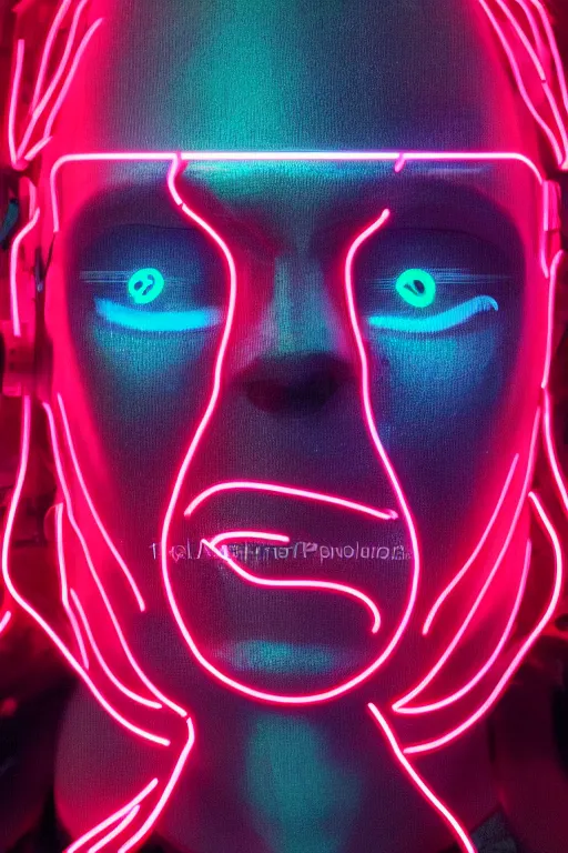 Prompt: portrait of cyber donald trump, futuristic style, neon lights, fog volumetrics, cyborg futuristic sci - fi