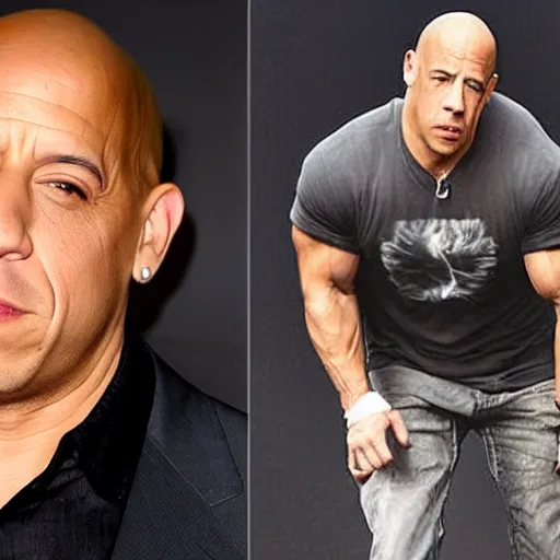 Vin Diesel doing the Rock raising eyebrow meme, Stable Diffusion