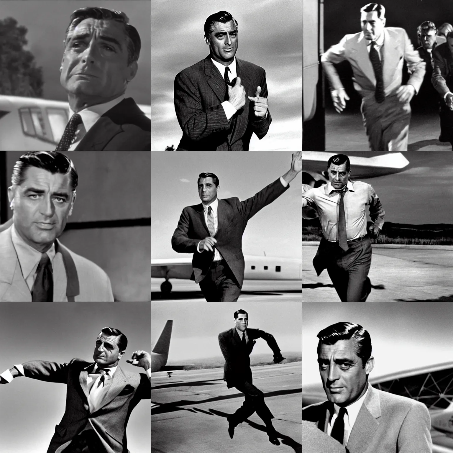 Prompt: cary grant running from a plane in death by northwest