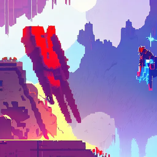 Image similar to pixel art of hyperlight drifter game art concept art 8k award winning scenic