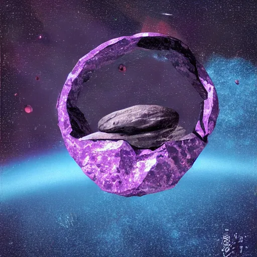 Image similar to space rock, floating in space, Hiroaki Tsutsumi style