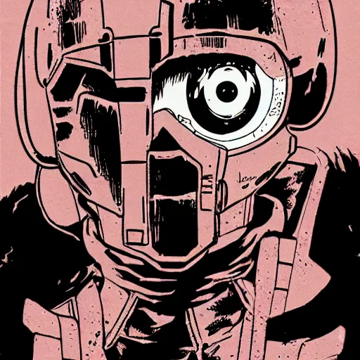 Image similar to doomslayer in the style of inio asano