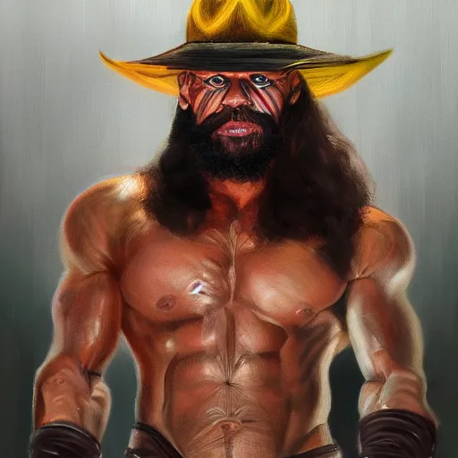 Image similar to randy savage portrait fantasy painting trending on artstation