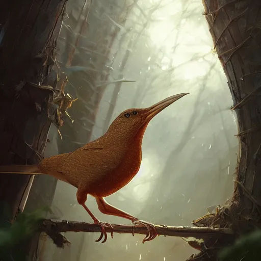 Image similar to spanish wren bird, reyezuelo listado, regulus ignicapilla, in avila pinewood, 4 k, concept art, by wlop, ilya kuvshinov, artgerm, krenz cushart, greg rutkowski, pixiv. cinematic dramatic atmosphere, sharp focus, volumetric lighting, cinematic lighting, studio quality