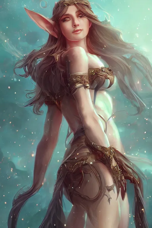 Image similar to a beautiful elf woman by wlop and ross tran