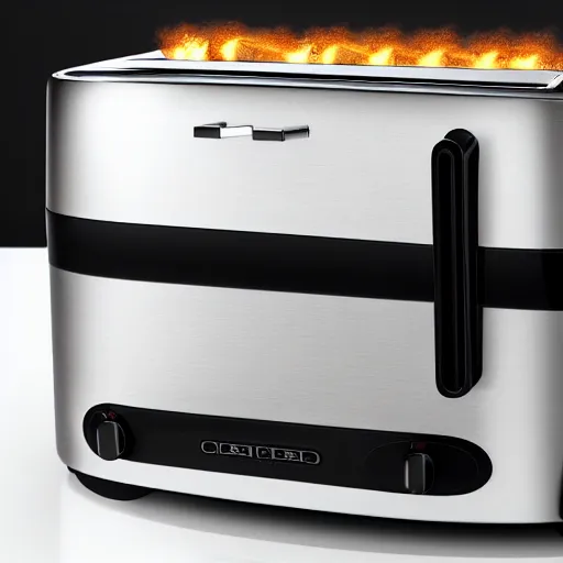 Prompt: cinematic photoshoot of clean modern hand crafted super futuristic toaster pro display xpr luxury smooth color metal white silver with black leather padding well design ultrareallistic detailed high quality 8 k photorealistic ultra realistic