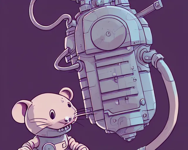 Image similar to a study of cell shaded cartoon of an adorable mechanized mouse with tank treads, illustration, wide shot, subtle colors, post grunge, concept art by josan gonzales and wlop, by james jean, Victo ngai, David Rubín, Mike Mignola, Laurie Greasley, highly detailed, sharp focus, alien, Trending on Artstation, HQ, deviantart, art by artgem