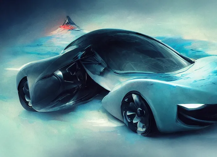 Prompt: a beautiful concept design of a car that looks like a shark. car design by cory loftis, fenghua zhong, ryohei hase, ismail inceoglu and ruan jia, henrik fisker and bruce kaiser and scott robertson and dmitry mazurkevich and doruk erdem and jon sibal, volumetric light.