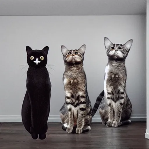 Image similar to a apartment full of cats singing hyperrealism