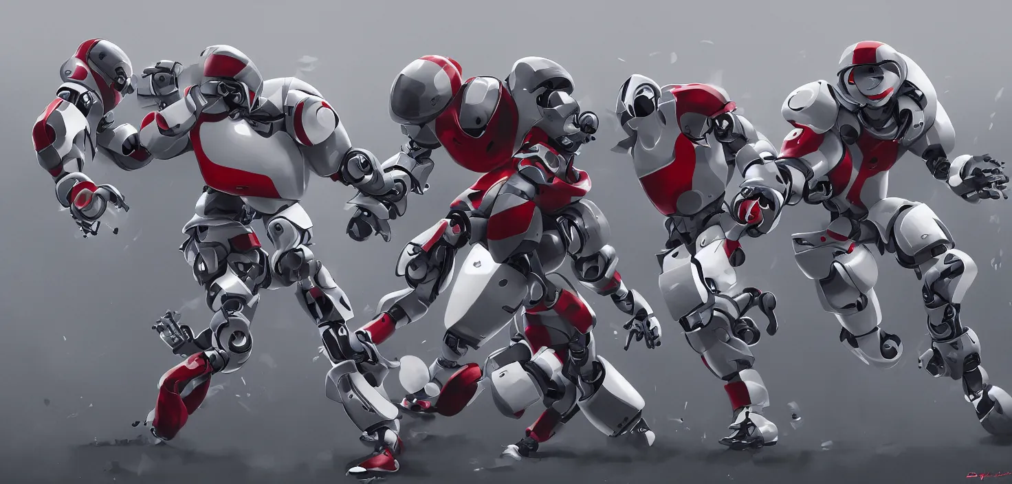 Image similar to robots playing football, deviantart artstation, CGSociety