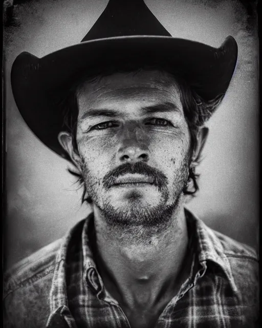 Prompt: portrait of cowboy, black and white polaroid, western, high production value, intricate details, high resolution, hyperrealistic, hdr, high definition, award winning photography, masterpiece, ultra realistic, highly detailed, hd, sharp focus, cinematic lighting, shaded, non blurry, sharp, smooth