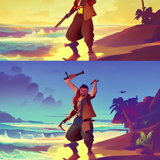 Image similar to painting treasure on sea of thieves game smooth median photoshop filter cutout vector, behance hd by jesper ejsing, by rhads, makoto shinkai and lois van baarle, ilya kuvshinov, rossdraws global illumination