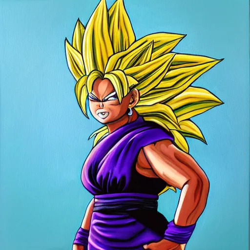 Image similar to Super Saiyan Oprah, painting