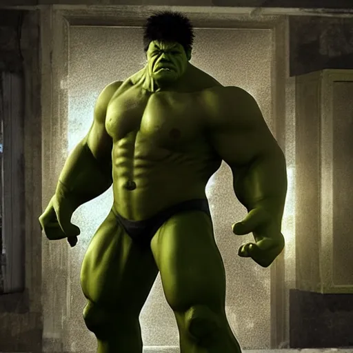 Image similar to The Hulk as a character in the game Valorant, with a background based on the game Valorant, detailed face, Gameplay Footage