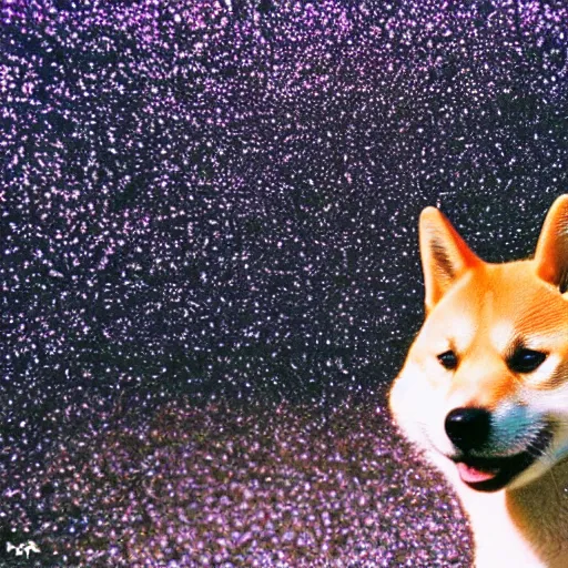 Prompt: a shibe made out of glitter and stardust, ultra detailed, cinestill 8 0 0