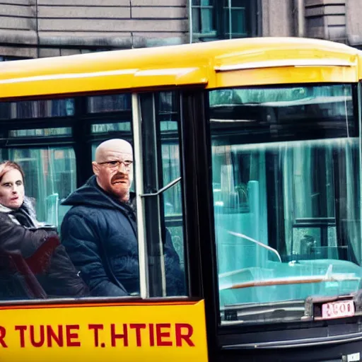 Image similar to Walter white inside a London bus