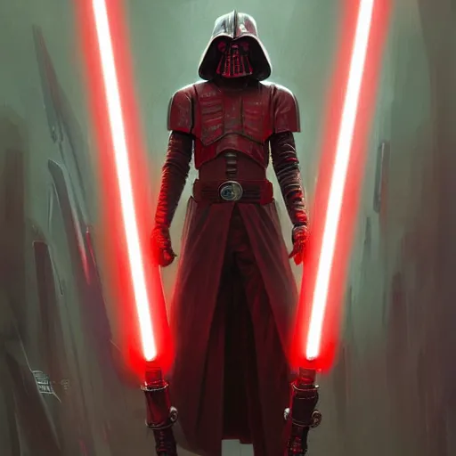 Image similar to Billy Butcher as a Sith Lord with red light saber and in power armor, western, D&D, fantasy, intricate, elegant, highly detailed, digital painting, artstation, concept art, matte, sharp focus, illustration, art by Artgerm and Greg Rutkowski and Alphonse Mucha