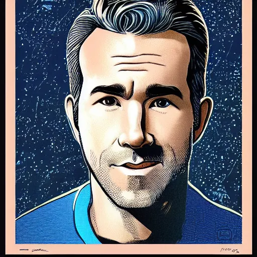 Image similar to “ ryan reynolds retro minimalist portrait by jean giraud, moebius starwatcher comic, 8 k ”