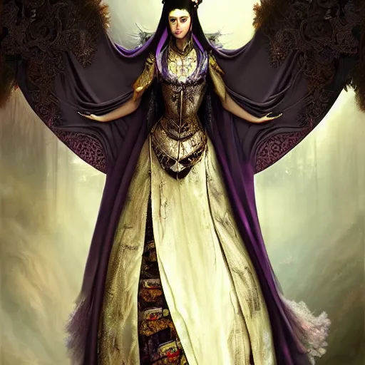 Prompt: photorealistic soft paint of a single very beautiful asian princess full long dress, ultra deep fog, purple black lustrous thin haircut, partial symmetry accurate features, focus, very intricate ultrafine details, award winning masterpiece, steampunk world, rudolf freund dan mumford tom bagshaw