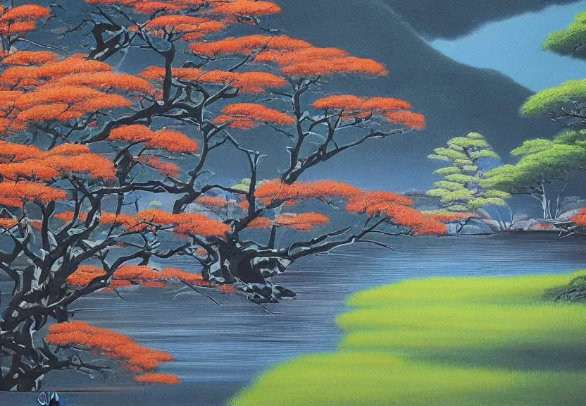 Image similar to japanese landscape, painting by david painter,