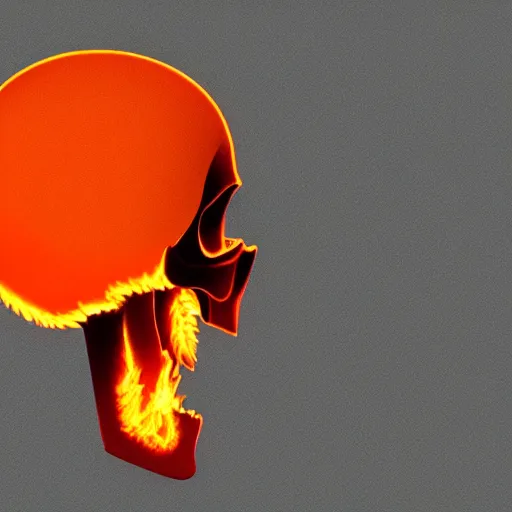 Image similar to A stunning profile of a symmetrical skull set on fire Simon Stalenhag, Trending on Artstation, 8K
