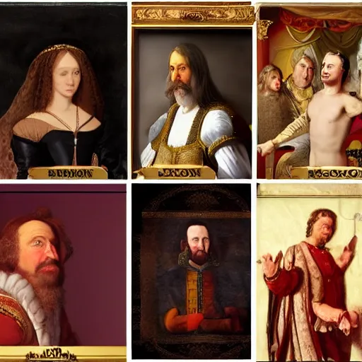 Prompt: all famous people in history, epic scene, renaissance style, realism, mood lighting