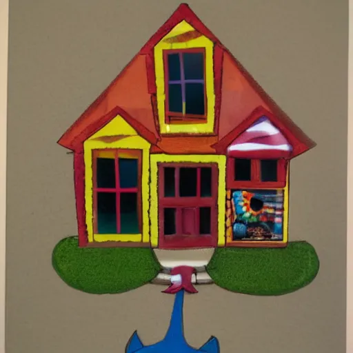 Image similar to poorly rendered clown house