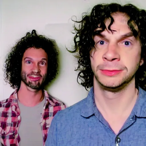 Image similar to a photo of dan avidan and arin hanson in the backrooms, horror, hd, 4 k, soft vignette