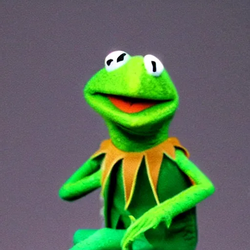 Image similar to kermit the frog from friends ( 1 9 9 7 sitcom ), very detailed face