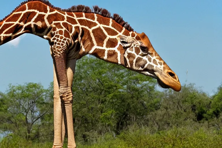 Prompt: a tyrannosaurus giraffe