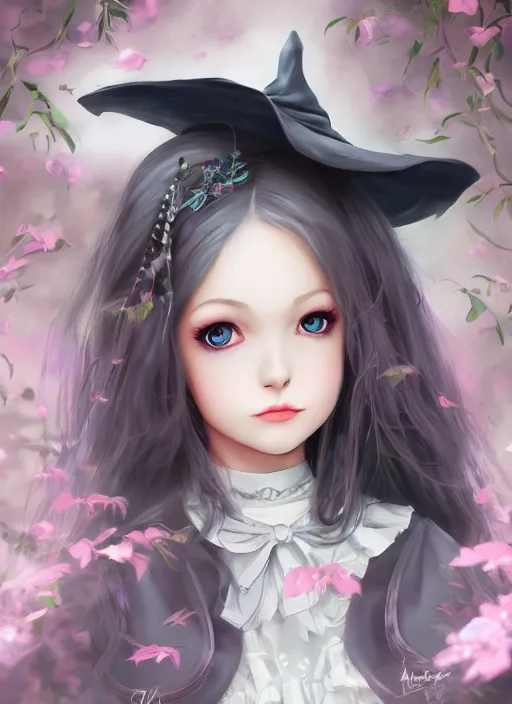 Image similar to beautiful witch girl in lolitafashion dress, mystical, character, closeup headshot, in the style of artgerm, artstation, wlop, alexis franklin, cgsociety, 8 k resolution, detailed