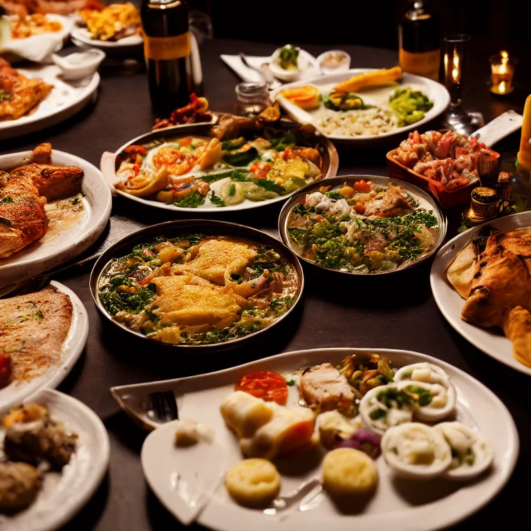 Prompt: close - up focused dslr photograph of an cypriot dinner, 8 k, high detail, volumetric lighting, hyperrealism, aesthetically pleasing, studio lighting, trending