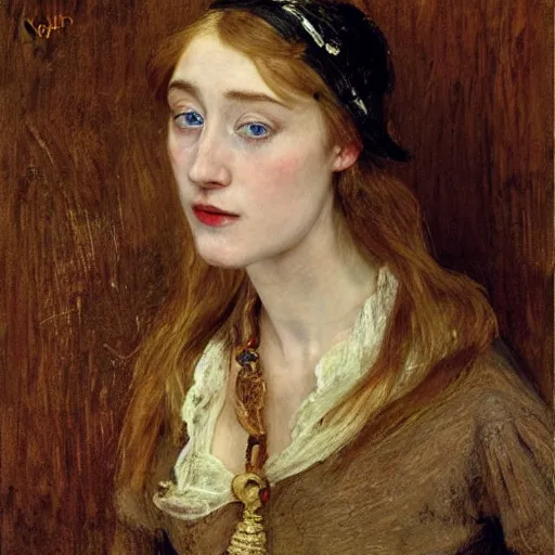 Image similar to Saoirse Ronan painted by John Everett Millais