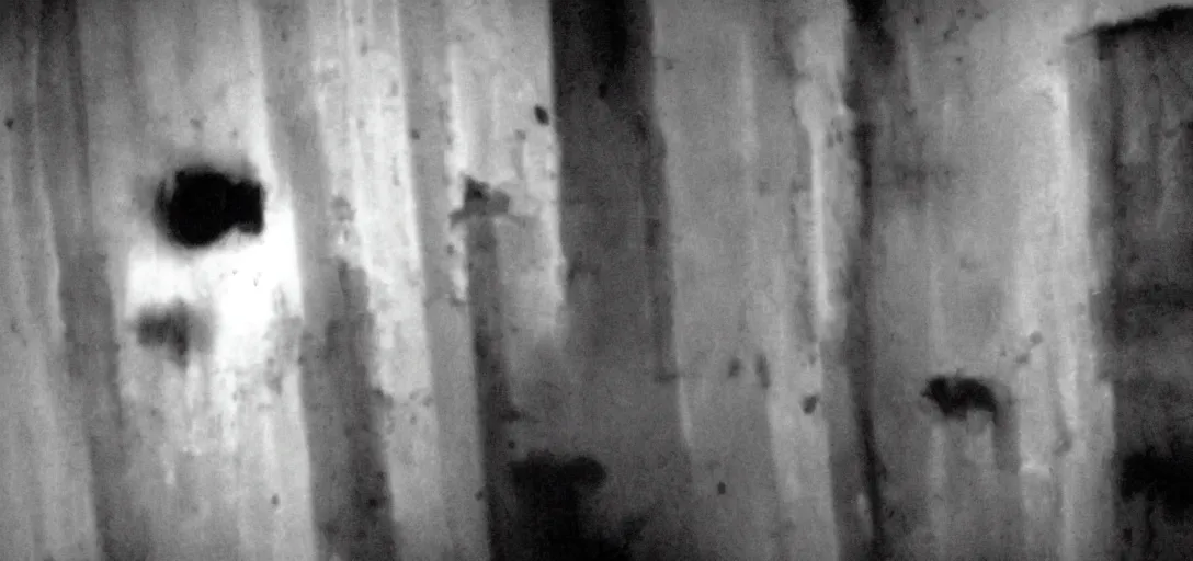 Image similar to scary ghost caught from a camera's tape in a haunted house, scary atmosphere, black and white