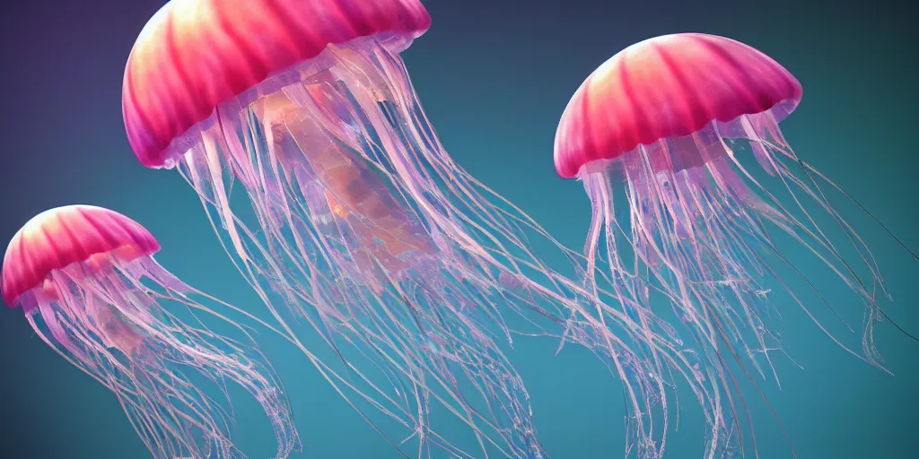 Image similar to jellyfish. this 4 k hd image is trending on artstation, featured on behance, well - rendered, extra crisp, features intricate detail and the style of unreal engine. volumetric lighting