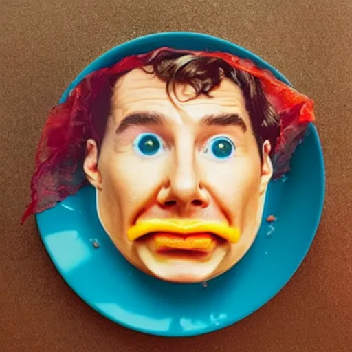 Prompt: benedict cumberbatch face on a fried egg